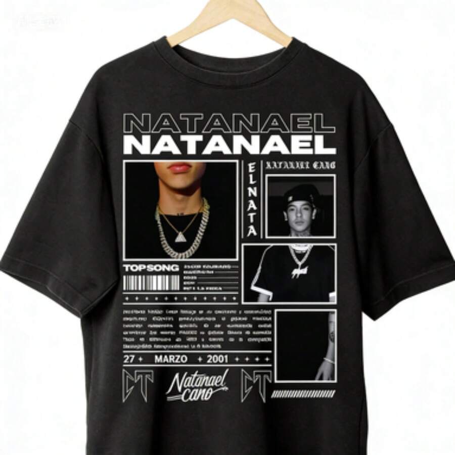 NatanaelA Cano T-Shirt Design, Instant Download And Ready To Print, NatanaelA Cano PNG, High Quality PNG, NatanaeAl FanMerch. - 黑色 - 查看 1
