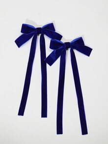 2pcs Ballet Style Long Streamer Ribbon Bow Hair Clips, Fashionable Cute Accessories For Women, Suitable For Any Occasion, Hair Barrettes Claw Clips, School Stuff, Elegant, College, Winter Outfit For Women, Bows, Hair Accessories - Velvet-black - View 10