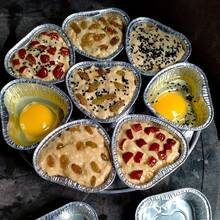 1/5/10 件装心形铝箔杯带盖，蛋糕铝箔烘焙杯，蛋挞烘焙用具，家用甜点烘焙用具，带塑料盖的一次性烘焙用具，耐高温铝箔杯。 - 彩色 - 查看 2