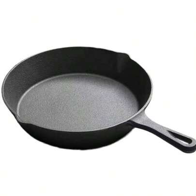 1pc Pre-Seasoned Cast Iron Skillet With Drip-Spouts For Indoor And Outdoor Cooking - Oven And Grill Kitchenware Pancake Pan Frying Pan