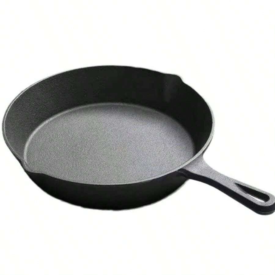 1pc Pre-Seasoned Cast Iron Skillet With Drip Hole, Suitable For Indoor And Outdoor Cooking - Cookware For Oven And Grill: Pancake Pan, Frying Pan, Wok, Cast Iron Flat Pan - Multicolor - View 1