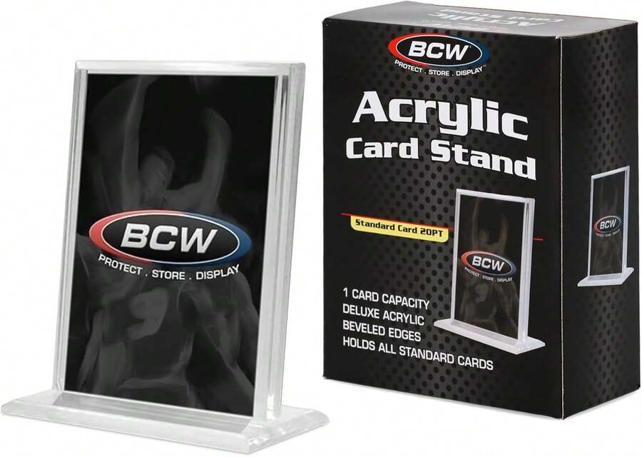 BCW Trading Card Display Stand - 1 Ct | Acrylic Card Holder Stand For Sports Cards,  &Amp; TCG | Stable Vertical Card Stand With Beveled Edges | Clear Sports Card Display Stand - 杏色 - 查看 1