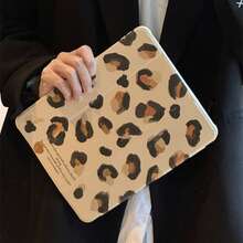 欧美可爱豹纹字母设计三折镜面平板电脑保护套，适用于 iPad 11 代、iPad Pro 2025 新款、iPad 10 代、iPad Air 7/6、11 英寸，带笔槽，防弯折，女孩平板电脑保护套 - 棕色 - 查看 6