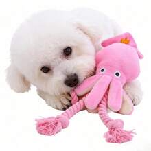 Pink Octopus Plush Squeaky Toy, Small Dog Boredom Buster, Suitable For Medium/Small Dogs & Puppies, Teeth Cleaning Toy With Built-In Sound Device, Activated By Pressing Or Chewing, Interactive Pet Toy, Companion Toy For Dogs, Cat Self-Entertainment Toy To Relieve Loneliness - Multicolor - View 6