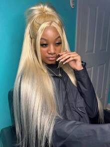 NATAN Anime Cosplay Long Blonde Straight Synthetic Hair Wig, Light Blonde, Middle Part, Elastic Cap, For Women, Halloween Party - S613 - View 3