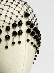 1pc White Pearl Decorated Hairband With Rhinestone Accent For Women, Luxury Headpiece Halloween - 白色 - 查看 3