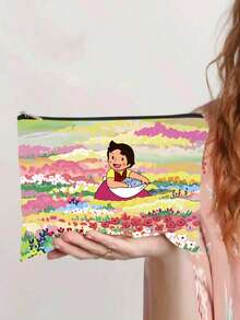 1 geantă de machiaj de călătorie de înaltă calitate cu imprimeu Heidi, design retro pentru fete, poliester cu fermoar, esențială pentru studenți, utilizare dublă pentru călătorii și zilnic, cadou excelent de Crăciun pentru femei și adolescente - Multicolor - Vizualizare 6