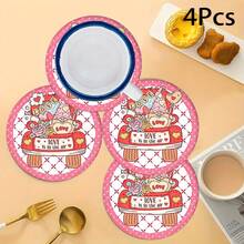 2pcs/4pcs/6pcs Heart-Shaped Silicone Placemats, Valentine's Day Style Pattern, Holiday Gift, Seasonal Decor, Suitable For Dining Table, Coffee Bar, Washable, Home Decor, Coasters, Drain Mats, Kitchen Table Mats, Indoor/Outdoor Party Decorations, Ideal Gift - Multicolor - View 8