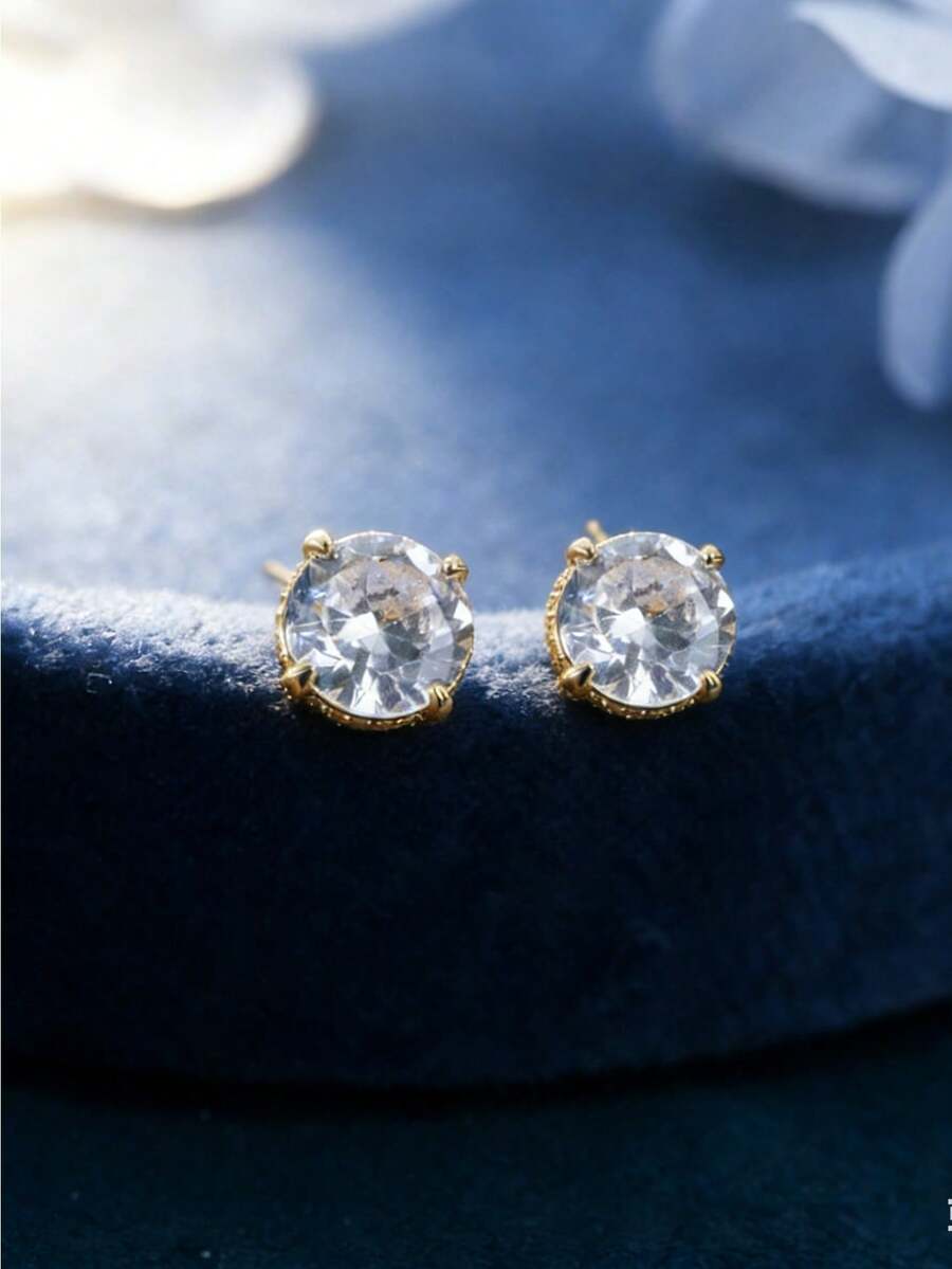 1 Pair Elegant Stud Earrings,Perfect For Daily Wear And Special Occasions,Valentine's Day, Birthdays,Anniversaries(No Box) - Gold - View 1