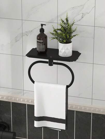 1 pièce Étagère de rangement pour salle de bain, Porte-serviette mural, Étagère de douche murale triangulaire, Convient pour le rangement de serviettes de bain, le rangement et l'organisation de la salle de bain, accessoires de salle de bain