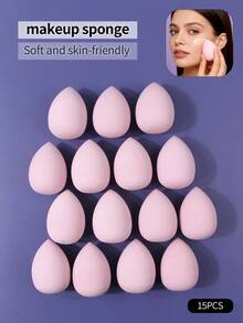 15件套柔软化妆海绵套装 - 美妆蛋和粉扑，适用于粉底、化妆品晕染和日常化妆 - 淺粉色 - 查看 1
