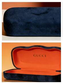 Gucci 女士奢华蓝色眼镜盒，简约眼镜盒，太阳镜盒，时尚百搭，适合日常使用/旅行，生日礼物，节日礼物 - 藍色 - 查看 6
