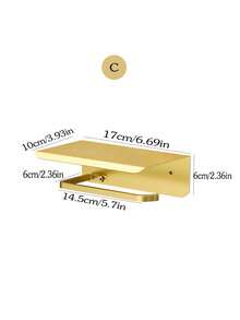 1pc Gold/Tissue Paper Holder, Bathroom Tissue Paper Rack, Toilet Paper Box, Wall-Mounted Tissue Dispenser - Gold - View 15