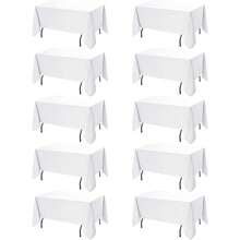 10-Pack White Tablecloths For Rectangle Tables, 60 X 120 Inches, Stain-Resistant Polyester Fabric For 6 Foot Tables - Washable Table Covers For Weddings, Banquets, Birthday, Parties, Events - 白色 - 查看 7
