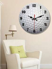 1 Peça Relógio de Parede de Madeira com Formato de Bola de Golfe de 10/12 Polegadas, Design Elegante e Simples, Relógio de Quartzo Silencioso, Adequado para Sala de Estar, Quarto, Cozinha, Escritório, Escola, Decoração Doméstica, Arte de Parede, Presente Ideal para Amantes de Esportes, Presente de Aniversário Perfeito - Multicolorido - Visão 1
