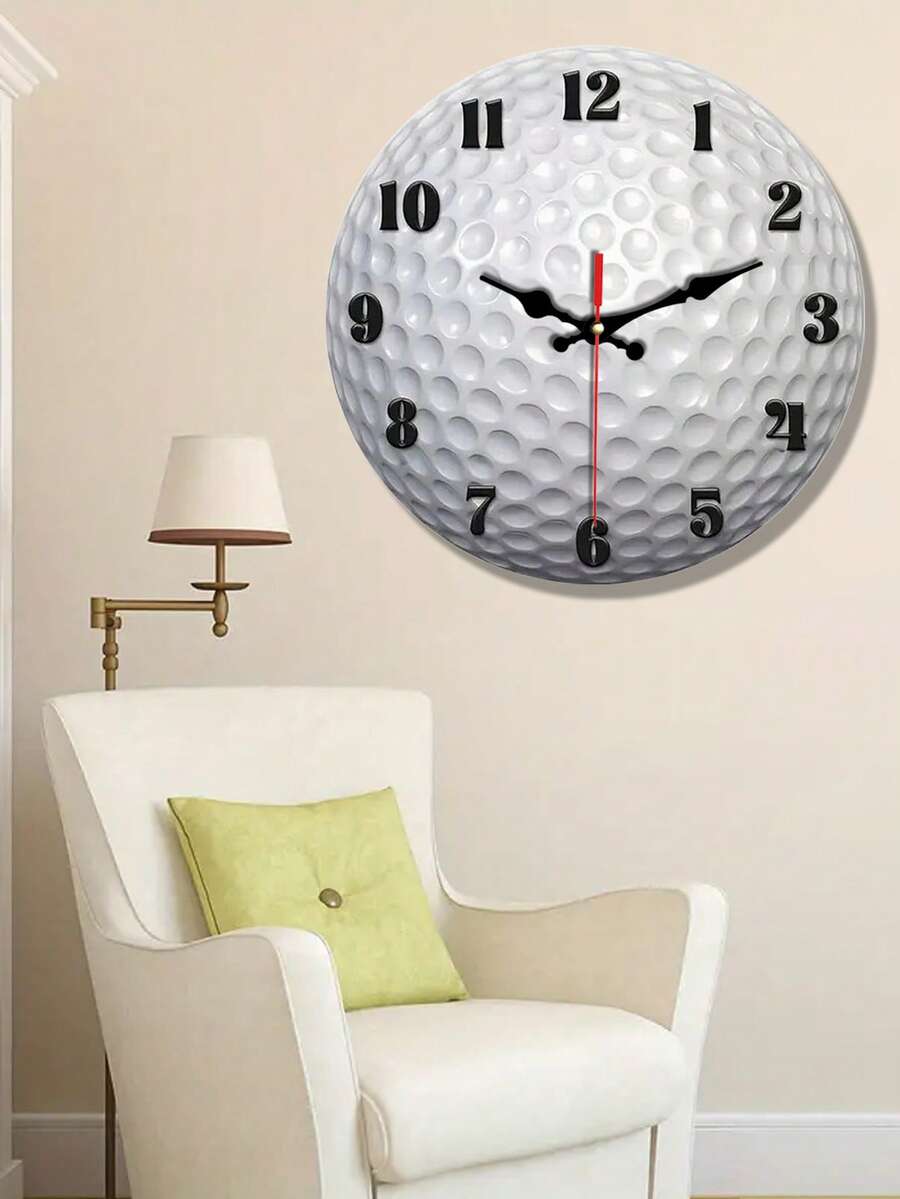 1 Peça Relógio de Parede de Madeira com Formato de Bola de Golfe de 10/12 Polegadas, Design Elegante e Simples, Relógio de Quartzo Silencioso, Adequado para Sala de Estar, Quarto, Cozinha, Escritório, Escola, Decoração Doméstica, Arte de Parede, Presente Ideal para Amantes de Esportes, Presente de Aniversário Perfeito - Multicolorido - Visão 1
