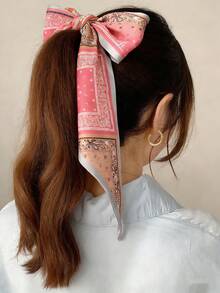 1 chiếc băng đô họa tiết Paisley màu hồng dài 146cm, phụ kiện tóc đa năng dành cho nữ, băng đô thời trang dễ thương và lễ hội. - Hồng - Xem 3