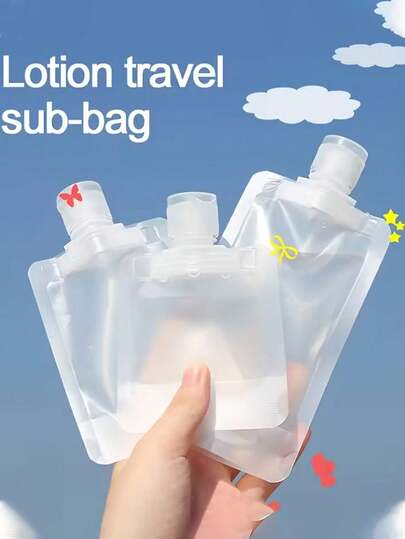 5个装防漏可重复灌装塑料化妆品分装瓶 - 适用于旅行装洗发水、乳液和护肤品，配有便携包 - 防漏、可挤压、无香型，有30毫升、50毫升和100毫升三种容量可选