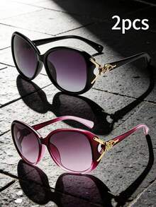 1副/2副复古极简狐狸头街头风男士大框时尚眼镜，适合街头摄影、户外活动 - 彩色 - 查看 12