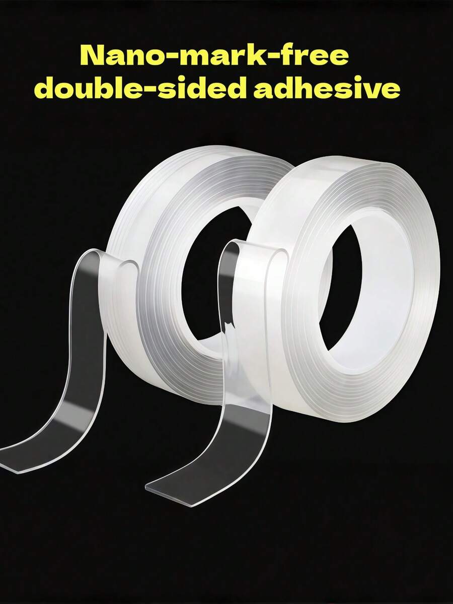 3卷装纳米双面胶带，高粘度，透明，可水洗，粘合固定胶带 - 彩色 - 查看 1