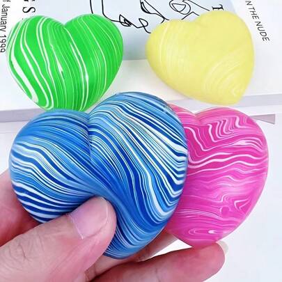 1pc 2026 New Nee-Doh Squeeze Toy, Slow Rebound Textured Heart Shaped Mochi Squishy, Perfect Gift For Birthday, Holiday, Christmas