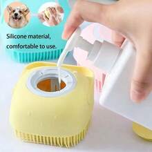 Soft Silicone Pet Bath Brush With Shampoo Dispenser, Ergonomic Easy-To-Clean Massage Shower Brush, Grooming Essentials For Short & Long-Haired Dogs, Cats, Puppies & Kittens - Baby Pink - View 5