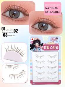 5 Pairs Brown Pointed Flame Transparent Stem Korean Anime Eyelashes, Natural Thin Soft Root Adhesive Fresh Sweet Eye Makeup False Lashes - Spiky Manga Lashes - View 4