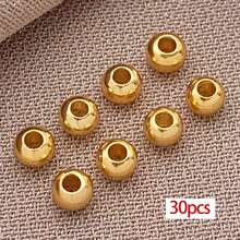 30pcs 18K Gold Filled Spacer Beads Round Smooth Spacer Mini Seamless Brass Beads For DIY Crafts Jewelry Making 2/2.5/3/4/5/6mm - Multicolor - View 18
