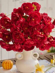 MEHELANY 3Pcs Red Artificial Flowers, Silk 5 Head Imitation Peony Bouquets For Home, Wedding Centerpiece, Spring DIY Floral Decor, Valentine's Day Gifts, Birthday Party Decorations, Wedding Flower, Mother's Day Decor, Bride Holding Flowers - Red - View 4