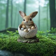 Easter Colorful Egg Cup Cute Rabbit Acrylic Outdoor Garden Sculpture Ground Plug Decoration Courtyard Props - Multicolor - View 3