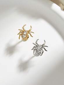 1件哥特朋克蜘蛛钻石不锈钢耳环，适合女性日常佩戴 - 昆蟲 - 查看 1