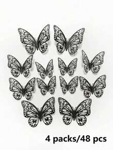 12片/套 3D镂空蝴蝶墙贴，蛋糕装饰贴纸，礼品装饰贴纸，家居客厅装饰，节日，生日，派对装饰，贴纸，墙贴，乙烯基贴纸，家居装饰，春季装饰，家居焕新，Rama装饰贴纸礼品，毕业学校装饰，学校惊喜，宿舍装饰，返校用品 - 彩色 - 查看 31