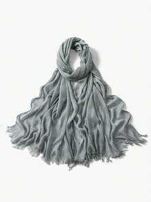 2026 Novo Lenço/Xale Monocromático para Mulheres, Macio, Respirável, Confortável e Amigável à Pele, Minimalista para Uso Diário e Estilo de Rua - Multicolorido - Visão 11