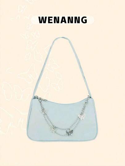 Bolso de hombro de color sólido de moda estilo cadena