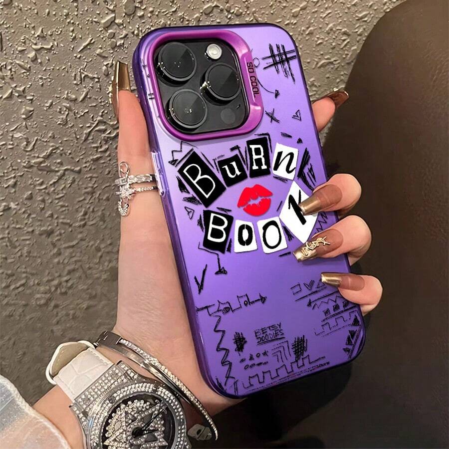 1pcs Burn Book Lips Graphic Phone Case Compatible With Apple Phone 11 12 13 14 15 16 17ProMax X 7plus 8plus Xs Max XS Antidrop Phone Case Camera Protection Phone Case Funky Quirky Personality Cute Fashion You Can Give It To Yourself Can Be Given To Friends - 紫色 - 查看 1