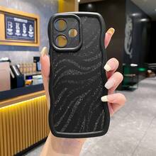 1pc Dotted Zebra Pattern Shockproof Phone Case With UV Printing, Suitable For Compatible With Galaxy/Compatible With Infinix/Compatible With Redmi/Compatible With OPPO/Compatible With VIVO/Compatible With MOTO/Compatible With Realme Android Models,International Version, Not The Domestic Version - Black - View 2