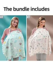 2 pezzi Coprisenopolifunzionale, scialle per l'allattamento, copertura a 360°, strato in rete traspirante, protezione della privacy, coprisenoesterno, accessori per la maternità e l'allattamento - Blu+Rosa - Visualizzare 1