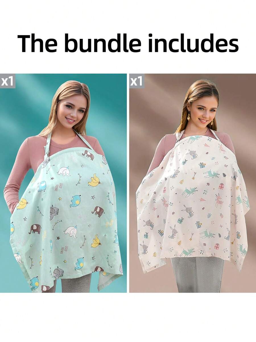 2 pezzi Coprisenopolifunzionale, scialle per l'allattamento, copertura a 360°, strato in rete traspirante, protezione della privacy, coprisenoesterno, accessori per la maternità e l'allattamento - Blu+Rosa - Visualizzare 1