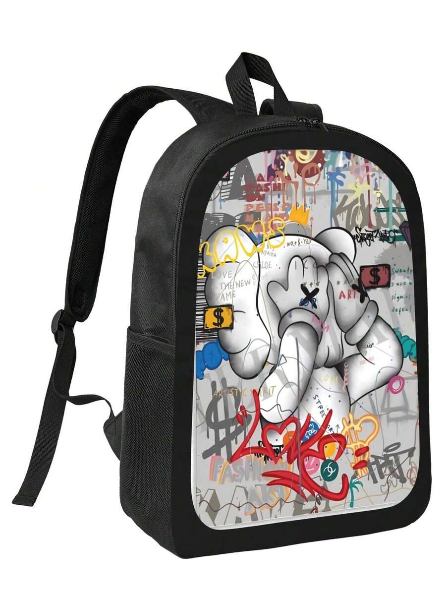 Kawss Kawaii Kaw Anime Cartoon Men&AposLarge Capacity Backpack With Adjustable Shoulder Straps For Convenient Design, Waterproof And Scratch Resistant, Travel, And Commuting Backpacks - 黑色 - 查看 1