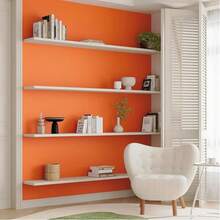 1卷橙色哑光纯色自粘防水防油PVC乙烯基墙纸，适用于台面、抽屉、橱柜、厨房、浴室、客厅装饰、梳妆台抽屉，易于粘贴和移除，家居装饰 - 橘色 - 查看 15