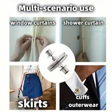12/20 Pairs Classic Metal Curtain Magnet Ties With Back Studs, Magnetic Buckles For Home, Bedroom, Office Curtains - Easy Install, Tool-Free, Reusable - Multicolor - View 5