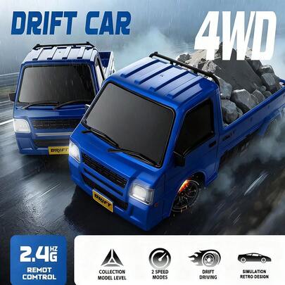 LIPETY 1:24 Scale Remote Control Drift Pickup Truck - Mini RC Car With LED Lights, A Perfect Gift For Children, Adults, And Model Enthusiasts, Providing Endless Drifting Fun.