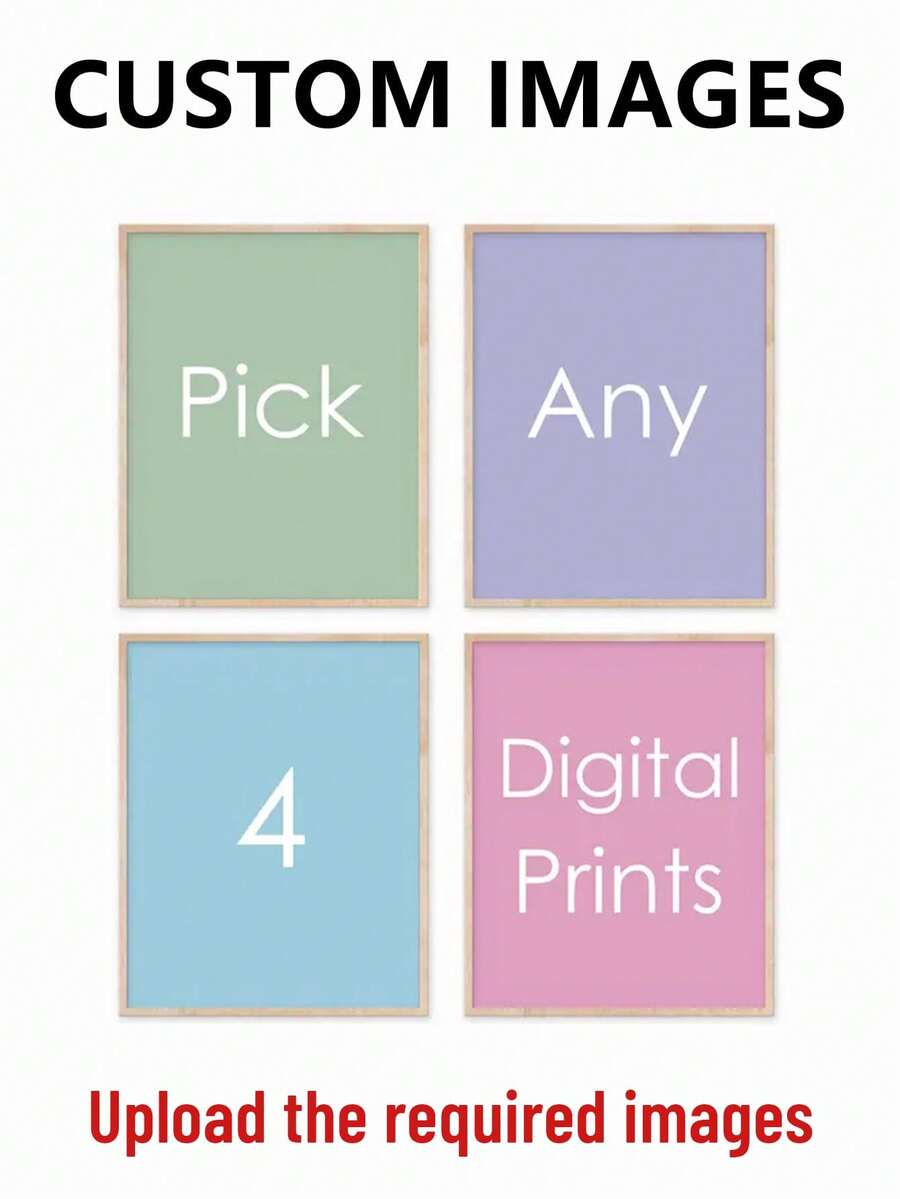 4Pcs Customized Unframed Canvas Print Set, Personalized Canvas Gift, Custom Photo Canvas Prints, Home Decor Living Room, Custom Photo Collage, Gift For Couples Families Friends - Multicolor - View 1