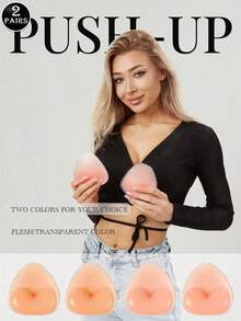 1/2 Pair Double-Sided Adhesive Reusable Padded Bra Inserts - Sticky Bra Pads For Dresses, Bikinis - Multicolor - View 11