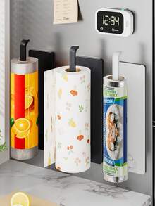 Bathroom Toilet Paper Holder - Plastic Adhesive Wall-Mounted Tissue Paper Rack, Waterproof Lightweight Toilet Paper Storage Organizer, Bathroom Hardware Accessories - Multicolor - View 4
