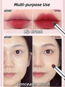 OEIEZ 遮瑕刷 眼下迷你子弹头鼻部轮廓刷 用于遮瑕、晕染、定妆、抛光粉底液/膏状化妆品专业小型粉底刷 - 黑色 - 查看 4