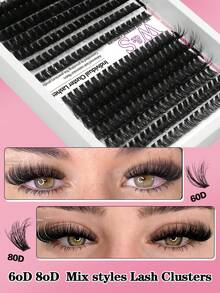 Waloshow 280 tufos de cílios individuais volumosos, curvatura 60D+80D, 10-16mm, para você mesma aplicar cílios postiços, super densos e naturais, ultramacios, reutilizáveis, ideais para iniciantes, perfeitos para o dia a dia, festas, festivais de música, Halloween e muito mais. - D - Ver 8
