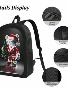 Kawss Kawaii Kaw  Anime Cartoon Men&AposLarge Capacity Backpack With Adjustable Shoulder Straps For Convenient Design, Waterproof And Scratch Resistant, Travel, And Commuting Backpacks - màu đen - Xem 4