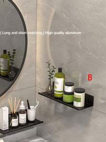 1 件铝制浴室收纳架，现代黑色置物架，适用于浴室家居装饰、浴室收纳、秋季装饰、返校季装饰