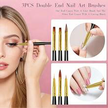 33pcs Nail Art Brushes,Double-Ended Dotting Tools,Nail Art Tool Set,Striping Brushes For Long Lines,Fingernail Drawing Pens With Palette Holder All In One For Beginners And Salon Home Use - 33PCS - View 3